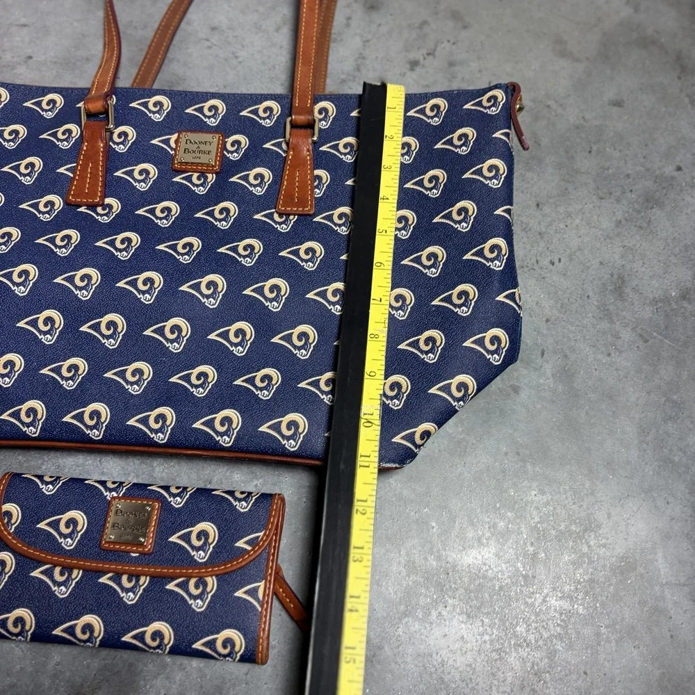Dooney & Bourke LA Rams NFL Tote Bag Matching Wallet Set Navy Blue Coated Canva